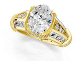 Yellow gold Vintage Milgrain Oval Cut Diamond Split Shank Ring with Prong Setting_18