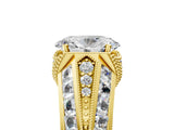 Yellow gold Vintage Milgrain Oval Cut Diamond Split Shank Ring with Prong Setting_22