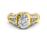Yellow gold Vintage Milgrain Pear Cut Diamond Split Shank Ring with Prong Setting_17