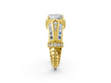 Yellow gold Vintage Milgrain Princess Cut Diamond Split Shank Ring with Prong Setting_19
