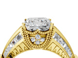 Yellow gold Vintage Milgrain Princess Cut Diamond Split Shank Ring with Prong Setting_21