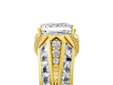 Yellow gold Vintage Milgrain Princess Cut Diamond Split Shank Ring with Prong Setting_22