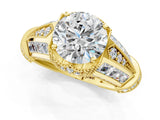 Yellow gold Vintage Milgrain Round Diamond Split Shank Ring with Prong Setting_18
