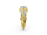 Yellow gold Vintage Milgrain Round Diamond Split Shank Ring with Prong Setting_19
