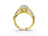 Yellow gold Vintage Milgrain Round Diamond Split Shank Ring with Prong Setting_20