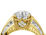Yellow gold Vintage Milgrain Round Diamond Split Shank Ring with Prong Setting_21
