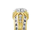 Yellow gold Vintage Milgrain Round Diamond Split Shank Ring with Prong Setting_22