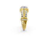 Yellow gold Vintage Milgrain Round Diamond Split Shank Ring with Prong Setting_31
