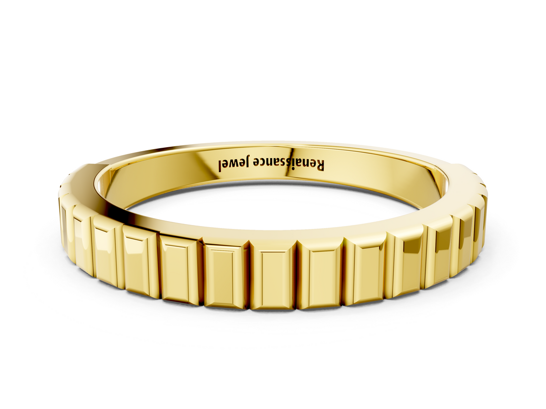 Yellow gold White Gold Ribbed Eternity Band_21