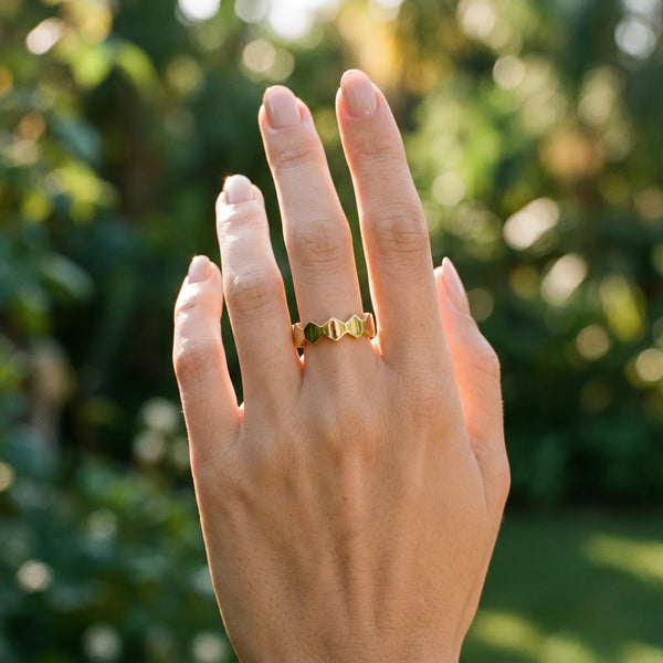 Yellow gold Zigzag Chevron Band with No Stone