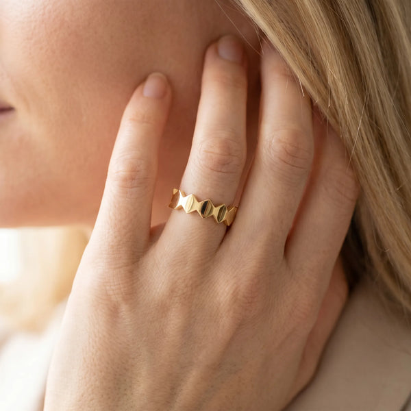 Yellow gold Zigzag Chevron Band with No Stone