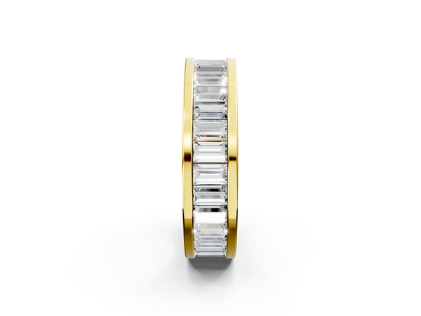 Yellow gold baguette cut diamond eternity band with channel set