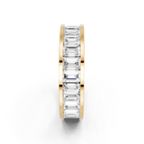 Yellow gold emerald cut diamond eternity band with channel set_1