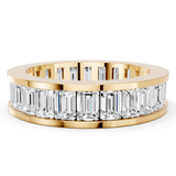 Yellow gold emerald cut diamond eternity band with channel set_8