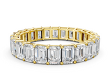 Yellow gold emerald cut diamond eternity band with shared prong setting_116