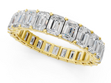Yellow gold emerald cut diamond eternity band with shared prong setting_117