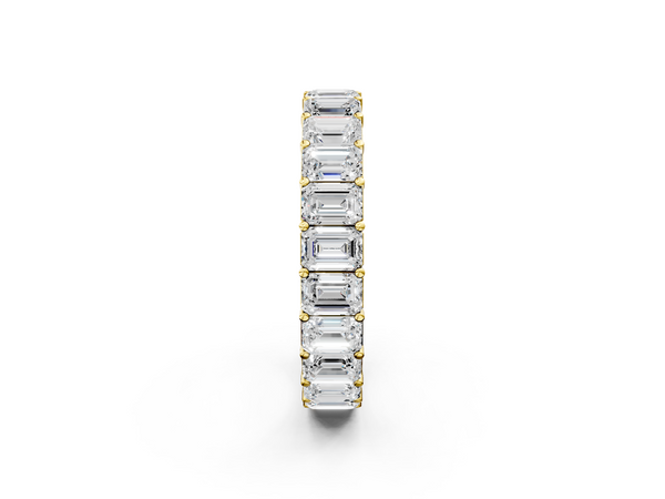 Yellow gold Emerald Cut Diamond Eternity Band with Shared Prong Setting