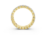 Yellow gold emerald cut diamond eternity band with shared prong setting_119