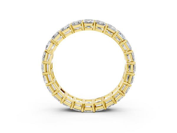 Yellow gold Emerald Cut Diamond Eternity Band with Shared Prong Setting