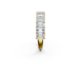 Yellow gold emerald cut diamond half eternity band with shared prong setting_19