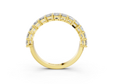 Yellow gold emerald cut diamond half eternity band with shared prong setting_20