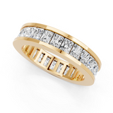 Yellow gold radiant cut diamond eternity band with channel set