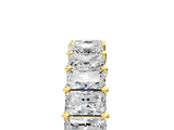 Yellow gold radiant cut diamond half eternity band with shared prong setting_19