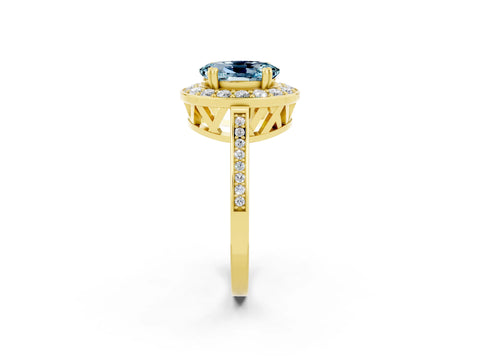 Yellow gold {shape_name} Aquamarine Halo Ring with Split Shank and Four-Prong Setting_2