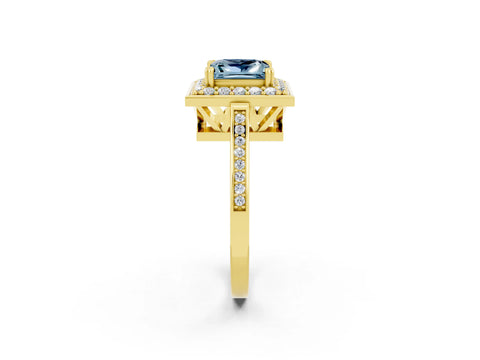 Yellow gold {shape_name} Aquamarine Halo Ring with Split Shank and Four-Prong Setting_2