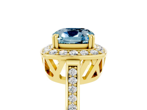 Yellow gold {shape_name} Aquamarine Halo Ring with Split Shank and Four-Prong Setting_5