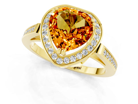 Yellow gold {shape_name} Citrine Halo Ring with Split Shank and Four-Prong Setting_1