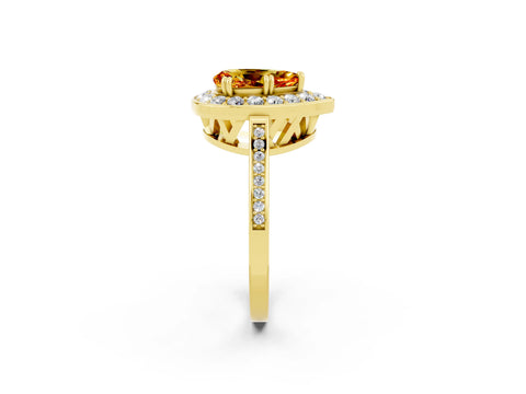 Yellow gold {shape_name} Citrine Halo Ring with Split Shank and Four-Prong Setting_2