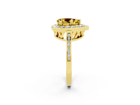 Yellow gold {shape_name} Yellow Sapphire Halo Ring with Split Shank and Four-Prong Setting_2