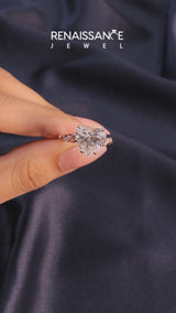 Rose gold Heart Solitaire Vine Band with Milgrain Prong Setting
