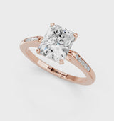 Rose gold Radiant Cut Channel Set Solitaire Engagement Ring with Four-Prong Setting