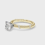 Yellow gold Marquise Solitaire Twisted Band Prong Set Engagement Ring