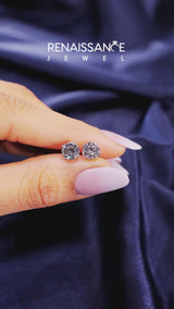 Platinum Asscher Cut Diamond Stud Earrings