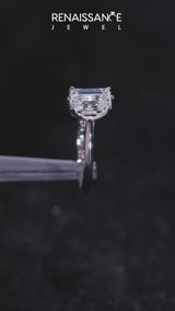 14K White Gold 1.53 Carat F VS1 Emerald Cut Solitaire Diamond Ring with Four-Prong Setting and Classic Band