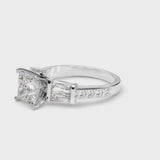 Platinum Princess Cut Diamond Engagement Ring with Baguette Side Stones and Channel Set Band