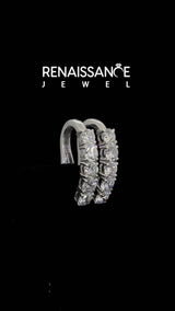 White gold Round Diamond Channel Set Hoop Earrings with Four-Prong Setting