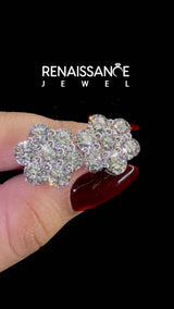 White gold Cluster Round Diamond Stud Earrings with Prong Setting