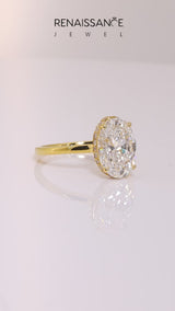 Yellow gold Oval Diamond Solitaire Ring with Slim Band and Four-Prong Setting