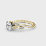 Yellow gold Round Diamond Swirl Band with Prong Setting