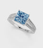 White gold Fancy Blue Princess  Solitaire Split Shank Pavé Diamond Engagement Ring_275
