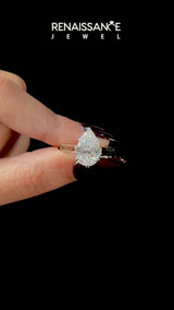 Yellow gold Pear Solitaire Engagement Ring with Six-Prong Setting and Tapered Band