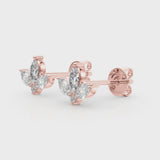 Rose gold Marquise Cluster Stud Earrings with Round Prong Setting
