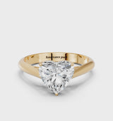 Yellow gold Heart Cut Diamond Solitaire Engagement Ring with Cathedral Setting and Four-Prong Mount