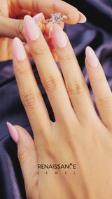 Rose gold Princess Cut Diamond Solitaire Ring with Twisted Band and Pavé Accents