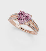 Rose gold Fancy Pink Heart Cut Diamond Solitaire Engagement Ring with Split Shank Pavé Band
