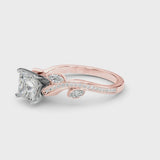 Rose gold Princess Diamond Swirl Band with Prong Setting